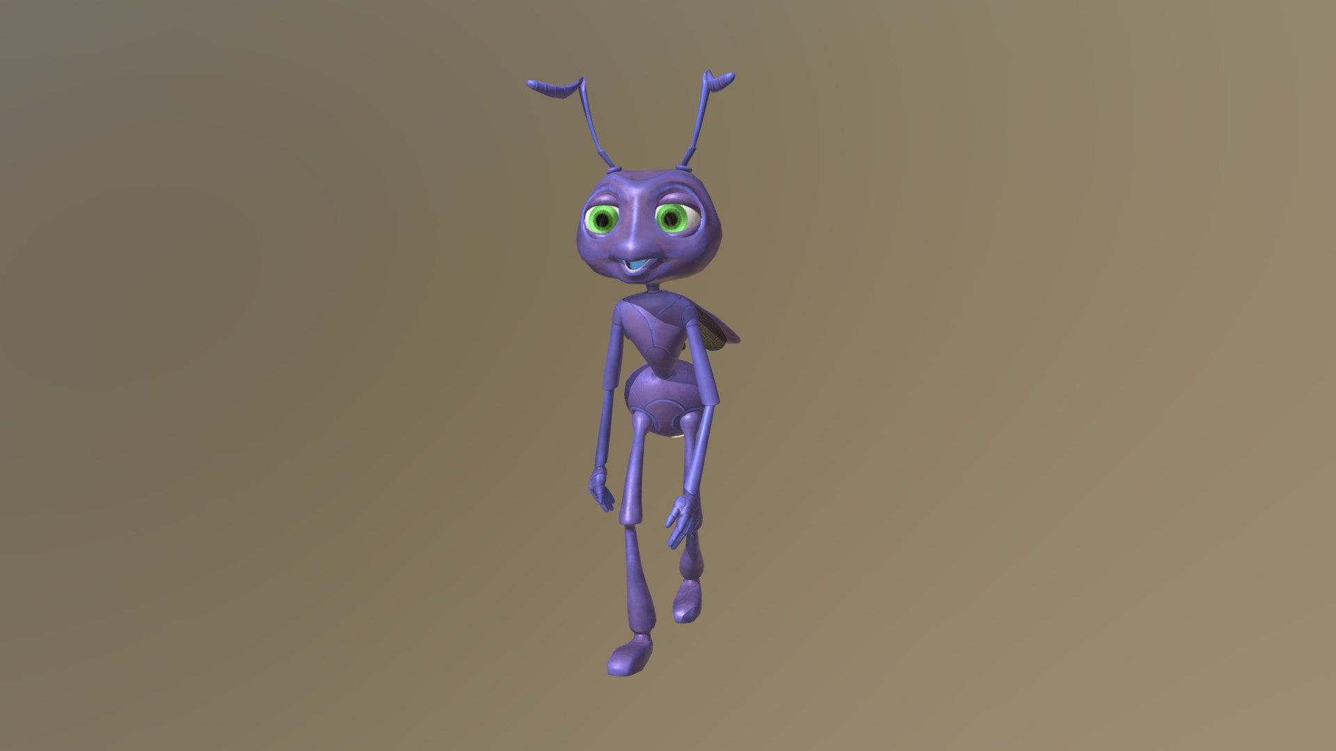 Pixar inspired avatar for use in HighFidelity and VRChat social VR envrionments - custom bones on the wings and antenna with simulaton properties 3d model