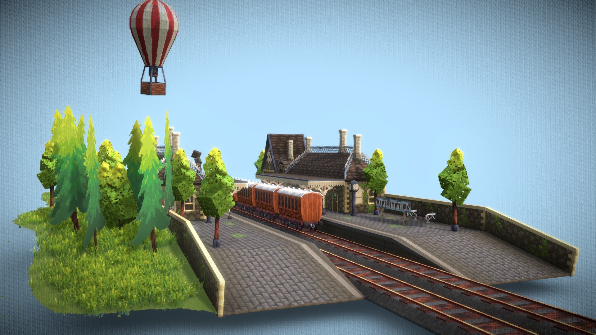 victorian/steampunk train station - 3D model by halbear.gamez 3d model
