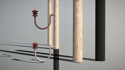 Modular Power Poles power, exterior, energy, architectural, electricity, industry, pole, telegraph, wodden, vis-all-3d, 3dhaupt, software-service-john-gmbh, low-poly, wood, street, modular, insulators, power-poles