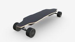 Electric skateboard 01 wheel, transportation, skateboard, skate, electrical, eco, ride, activity, 3d, vehicle, pbr, technology, sport, electric