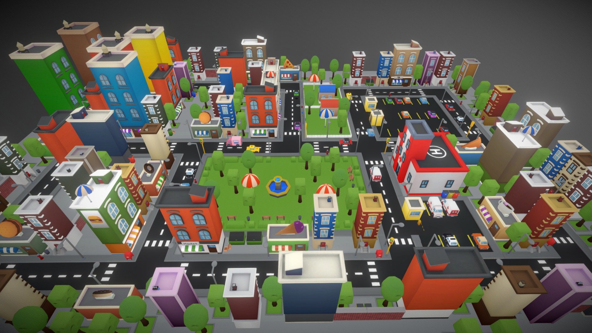 Simple Toon City is a colorful city design with a distinctive toon style art. Although it is quite minimal, it contains enough objects to establish a city. Parks, hospitals, parking systems and more, which are indispensable for a city, are available here!

About Package

With a low polygon count, this Simple Toon City is highly optimized in line with the needs and wishes of mobile game developers. With more than 50 FBXs and almost 100 prefabs, this package is very easy to use. The maps used generally vary as 1024x1024 and 128x128.




11xCar

12xRoad

29xBuild

46xProps and Other

Simple Toon City opens Built-in as standard. Please watch our guide video to start as URP 3d model