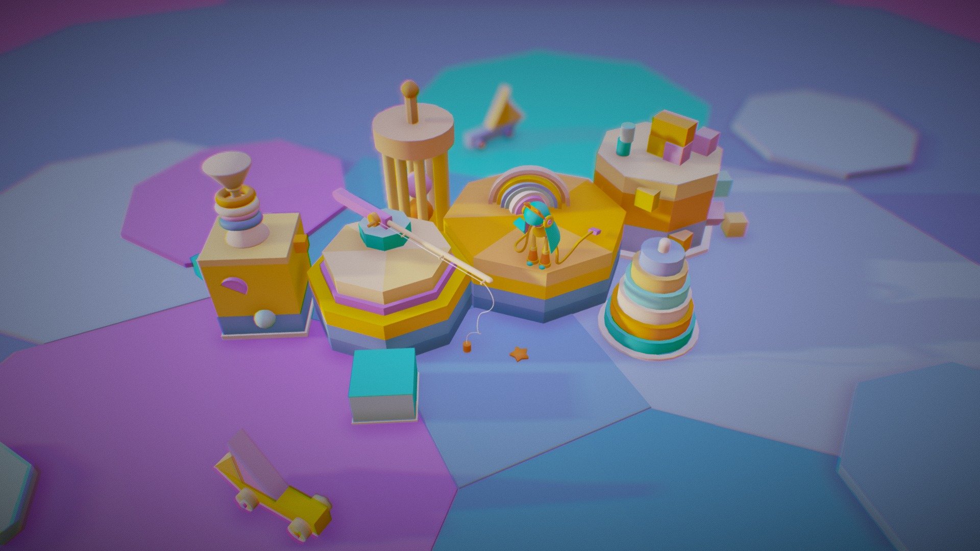 Bright and a little psychodelic island for fun and play ^^ - Toy Island #FantasyIslandChallenge - Download Free 3D model by leslava 3d model
