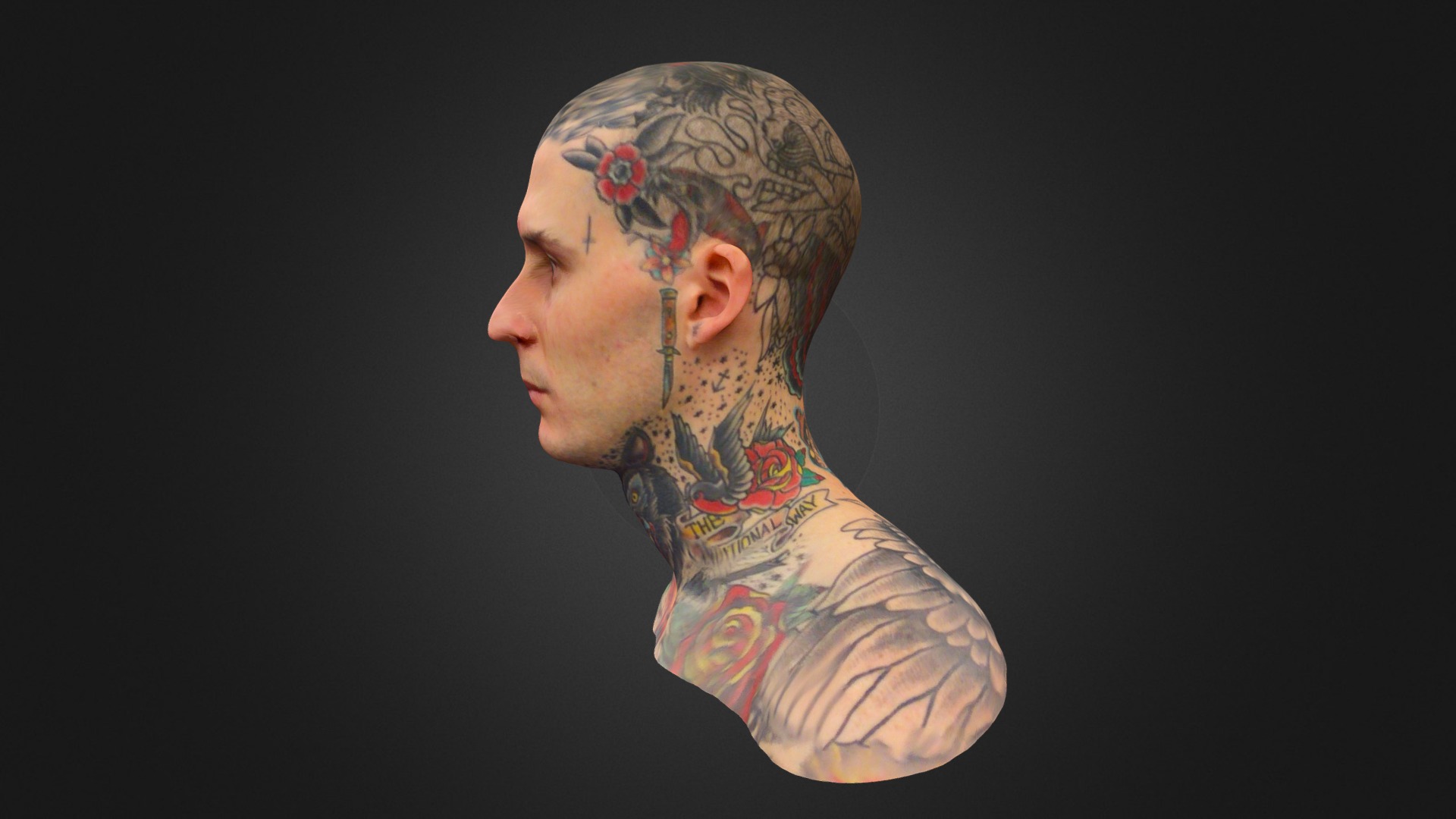 Captured by Don Darkson at Tahiti Felix's Master Tattoo Australla - Uber head tattoo progress - 3D model by TheDarkSunProject (@darksunproject) 3d model