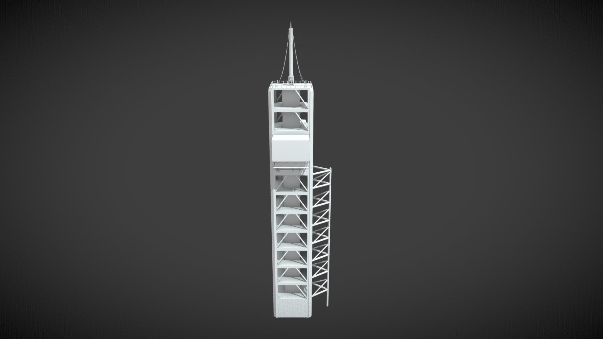 A rocket and it's launch pad (inspired by the SpaceX Falcon 9 and the Crew Dragon on it) - Mini-scene 02 : A rocket and it's launch pad - 3D model by Qantzz 3d model