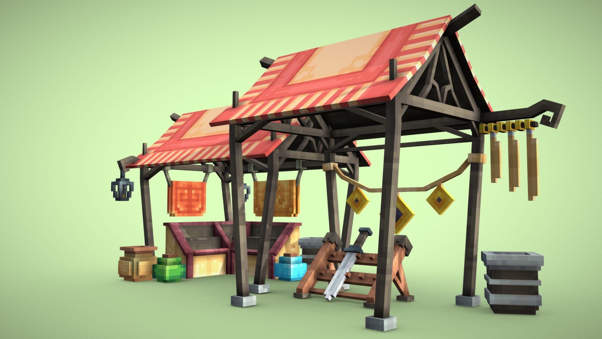 Oriental market stall made for a minecraft server update trailer!
Made for Modelbench with the relevant restrictions 3d model