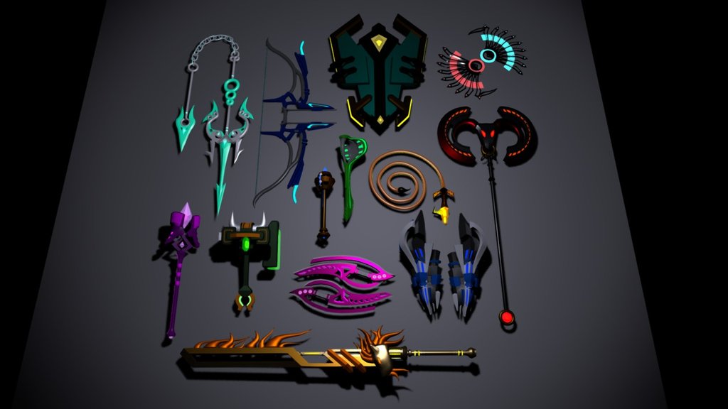 http://kalephrex.deviantart.com/gallery/48734727/3D-Objects - Zodiac Weapons Collection - Download Free 3D model by Kalephrex 3d model