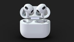 Apple Airpod 3 PBR Realistic headset, device, iphone, wireless, sound, apple, case, electronics, headphones, headphone, audio, smartphone, phone, charge, cellphone, telephone, bluetooth, devices, earphone, earpods, earphones, airpods, 3d, mobile, technology