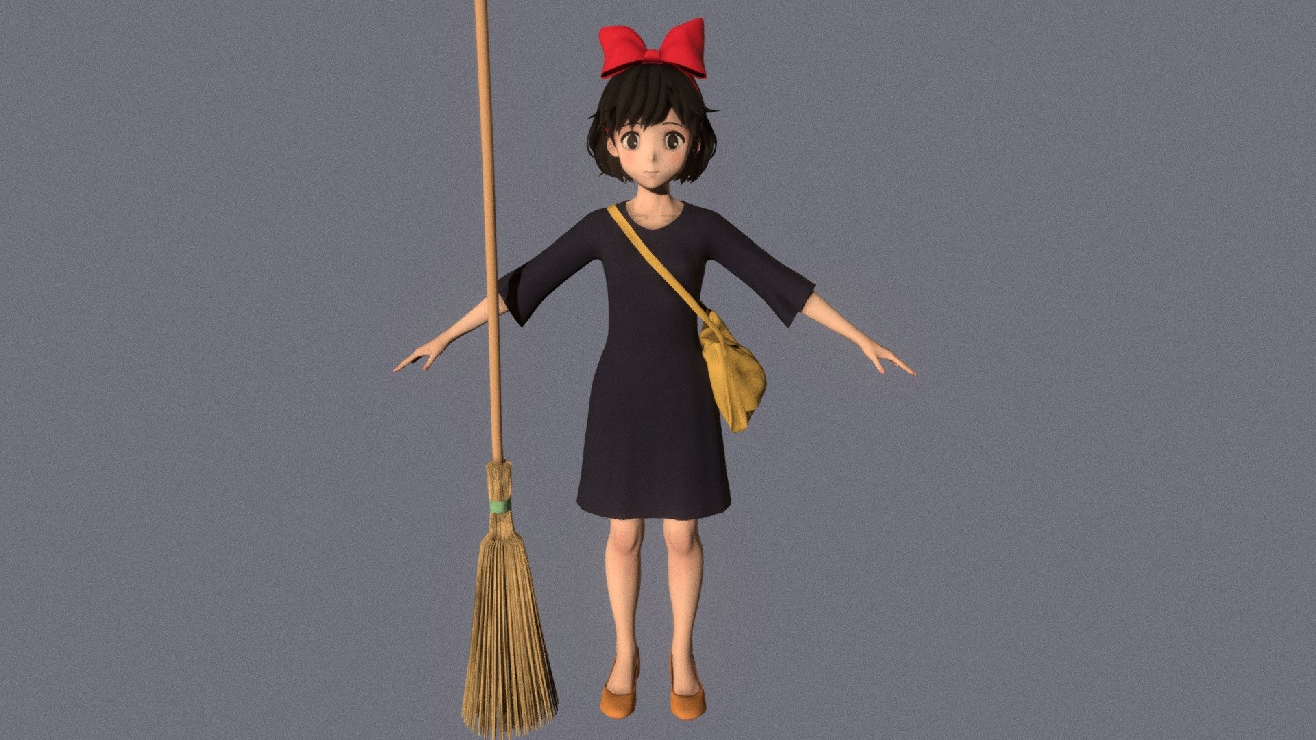 T-pose rigged model of anime girl Kiki (Kiki’s Delivery Service).

Body and clothings are rigged and skinned by 3ds Max CAT system.

Eye direction and facial animation controlled by Morpher modifier / Shape Keys / Blendshape.

This product include .FBX (ver. 7200) and .MAX (ver. 2010) files.

3ds Max version is turbosmoothed to give a high quality render (as you can see here).

Original main body mesh have ~7.000 polys.

This 3D model may need some tweaking to adapt the rig system to games engine and other platforms.

I support convert model to various file formats (the rig data will be lost in this process): 3DS; AI; ASE; DAE; DWF; DWG; DXF; FLT; HTR; IGS; M3G; MQO; OBJ; SAT; STL; W3D; WRL; X.

You can buy all of my models in one pack to save cost: https://sketchfab.com/3d-models/all-of-my-anime-girls-c5a56156994e4193b9e8fa21a3b8360b

And I can make commission models.

If you have any questions, please leave a comment or contact me via my email 3d.eden.project@gmail.com 3d model