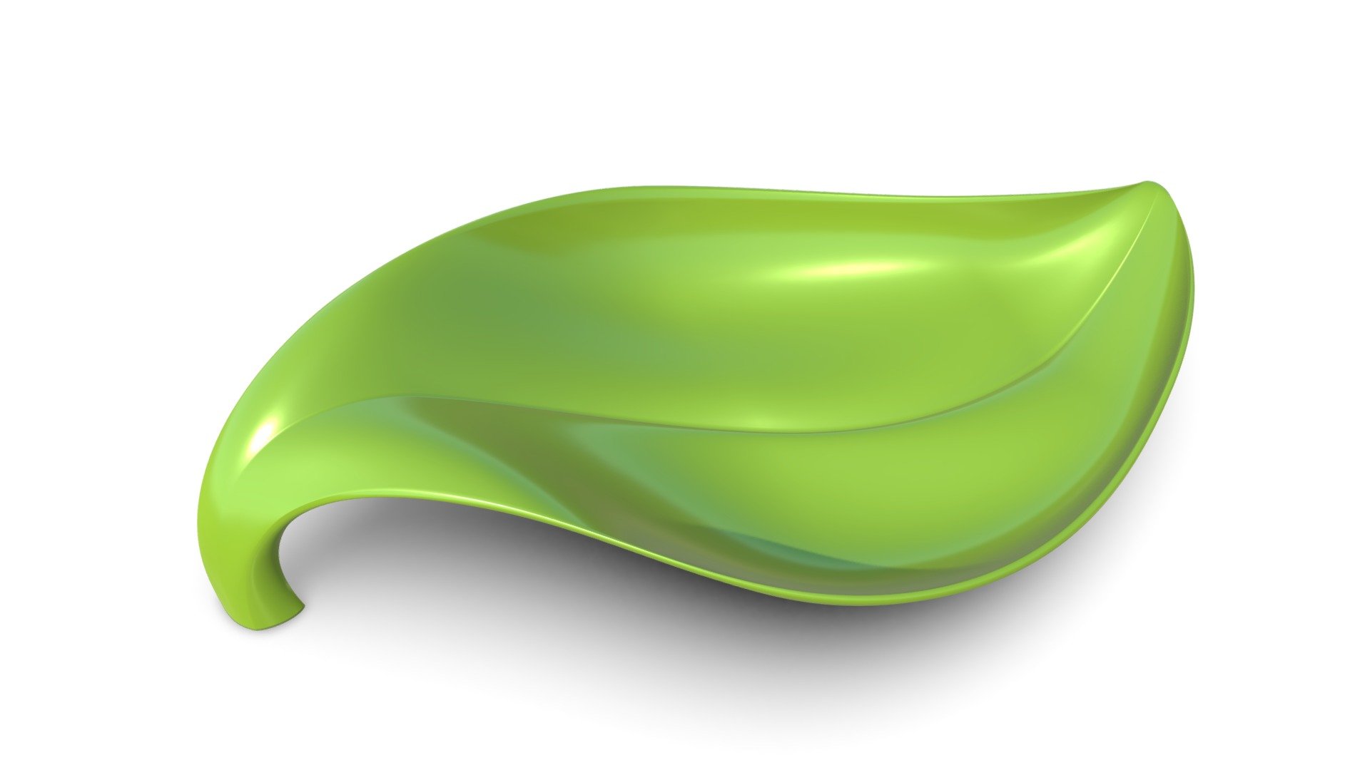 Highpoly model of tray like a leaf. Ready for 3d-print. Copy from photo. Size: 210 x 108 x 39 mm. Volume: 39.62 cm3 3d model