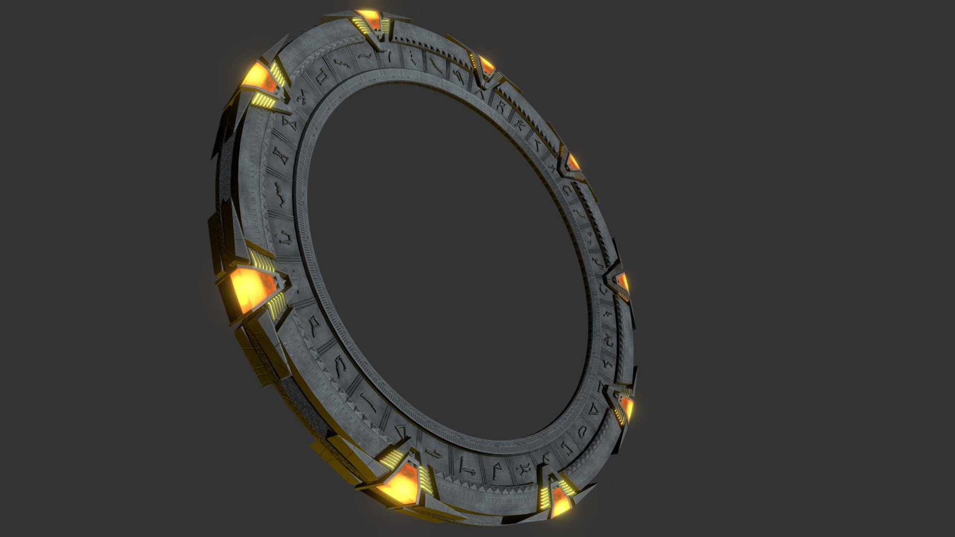 A semi-accurate Stargate model I did on my spare time.

The backside chevrons have flipped faces for whatever reason, probably messed them up while exporting the fbx 3d model