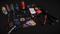 Survival Horror 3D Model Starter Pack Low-Poly lantern, compass, assets, log, key, lock, medkit, battery, pack, used, smudged, 4k, damaged, flashlight, camera, realistic, pistol, diary, scratched, crowbar, cassette, 3d-model, assetpack, old-fashioned, low-poly-model, horrorgame, 4ktextures, first-aid-kit, notepad, variations, horror-game, scratched-metal, camera-vintage, knife, low-poly, blender, gameasset, gun, horror, "gameready", "detailed-model", "old-key"