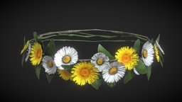 Dandelion Daisy Flower Crown plant, flower, flowers, accessories, crown, wreath, accessory, dandelion, daisy, apparel, daisies, nature-plants, low-poly, lowpoly, dandelions, daisyflower, flowercrown, flower-crown
