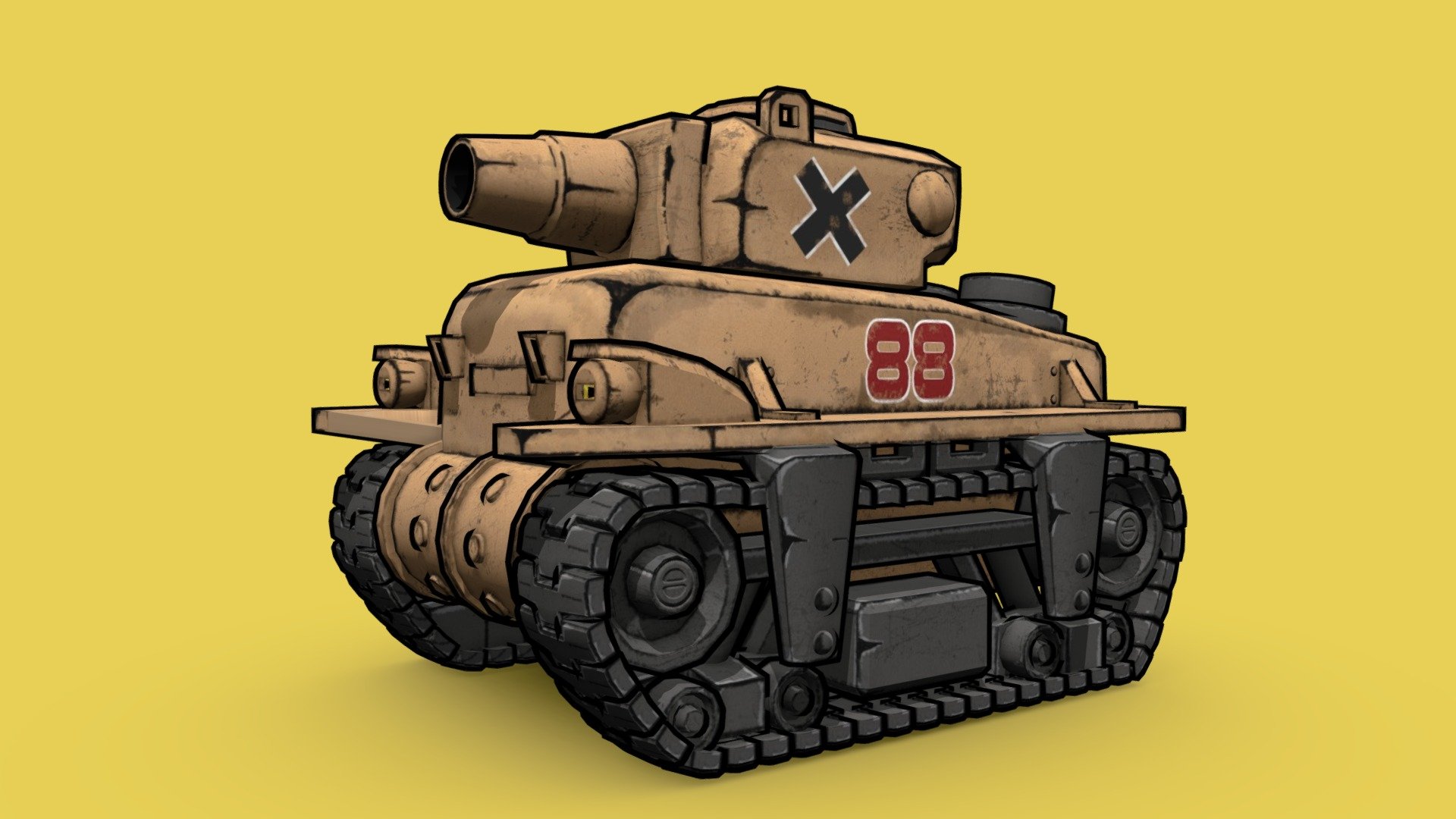 Hi! This time I bring you this Metal Slug Tank that was created for my video game environment Class, the purpose of this activity was to achieve some comic style textures for some model that was not of this style, Hope you Like it!
I used Renafox Model For Reference. https://sketchfab.com/kryik1023 - Metal Slug - Rebel Tank - Comic Style - Buy Royalty Free 3D model by Jorge Vazquez (@Maidenlel09) 3d model