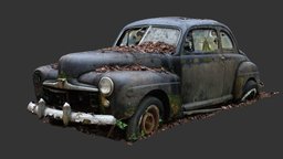 Black 1940s Coupe (Raw Scan) raw, abandoned, forest, pine, 3d-scan, vintage, rusty, antique, old, coupe, destroyed, derelict, photogrammetry, vehicle, scan, car, city