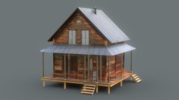 Tiny Wooden House or Hut wooden, cottage, cabin, hut, woods, oldhouse, wooden-house, lakehouse, low-poly, asset, lowpoly, low, poly, house, wood, building, 3dee, oldhut, fisherut, huntingcabin