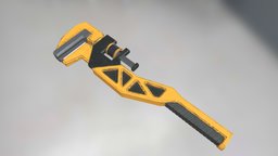 Scifi Worn Industrial Wrench Tool mechanic, fiction, mechanical, garage, screw, melee, equipment, wrench, bevel, tool, science, driver, weapon, asset, game, scifi, low, poly, gear, industrial