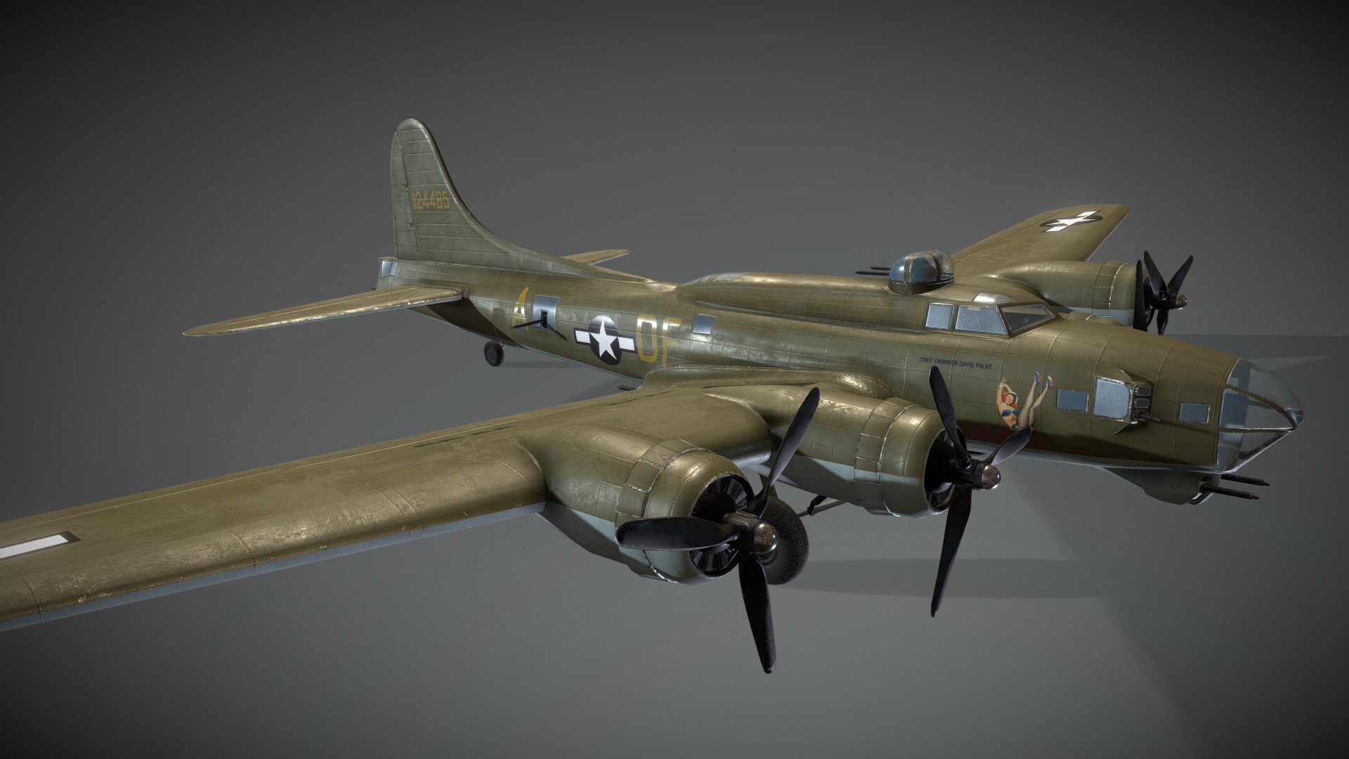 B-17 Flying Fortress

3D Model for Escape Germany (PC-Game)

Fully rigged an animated ingame. Flight Example BF109: https://www.youtube.com/watch?v=jb6zUBnfUZE&amp;t=8s

Model + Textures by: David Falke

Rigged + Animations by: Spaehling

Website: https://www.grip420.com/

Discord: Follow us on Discord

Facebook Follow us on Facebook

Game  Escape Germany - Escape Germany - B-17 Flying Fortress - 3D model by GRIP420 3d model