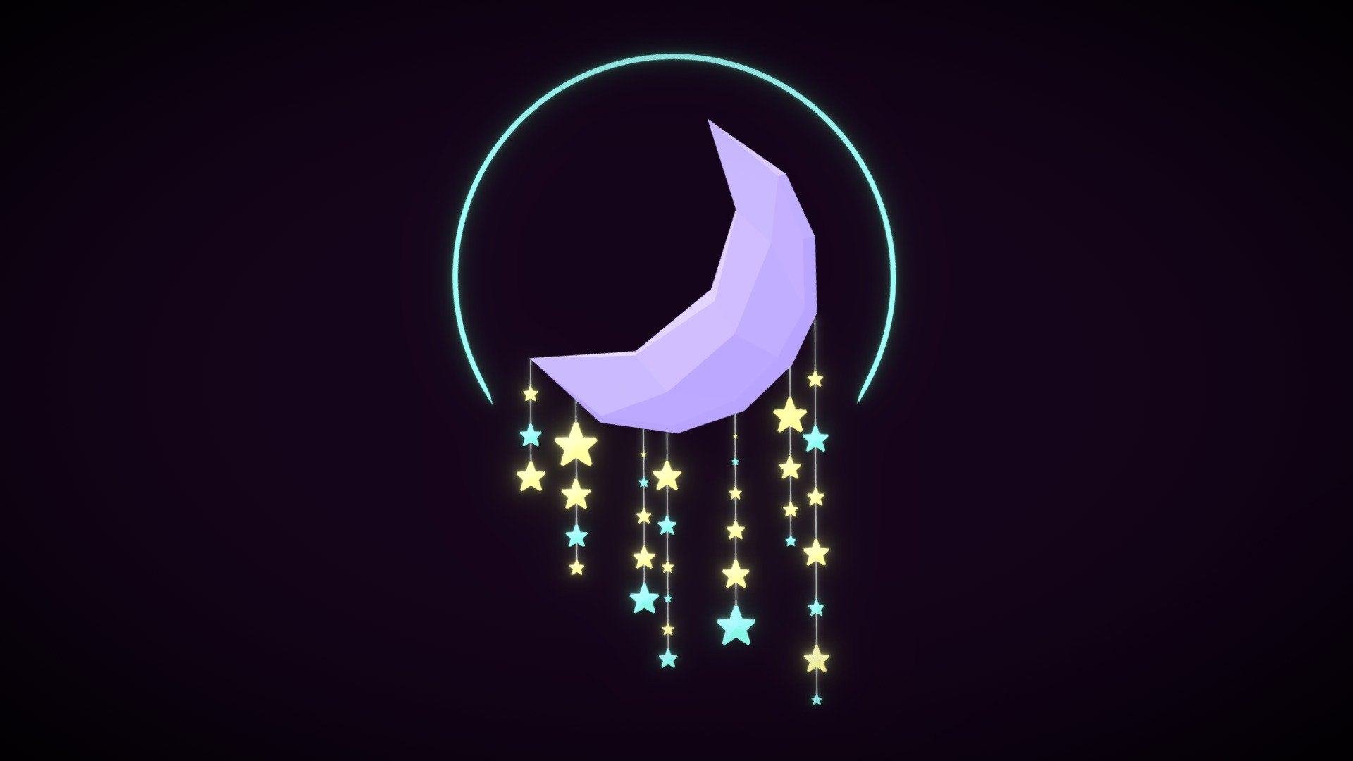 Night light. Moon with stars 3d model