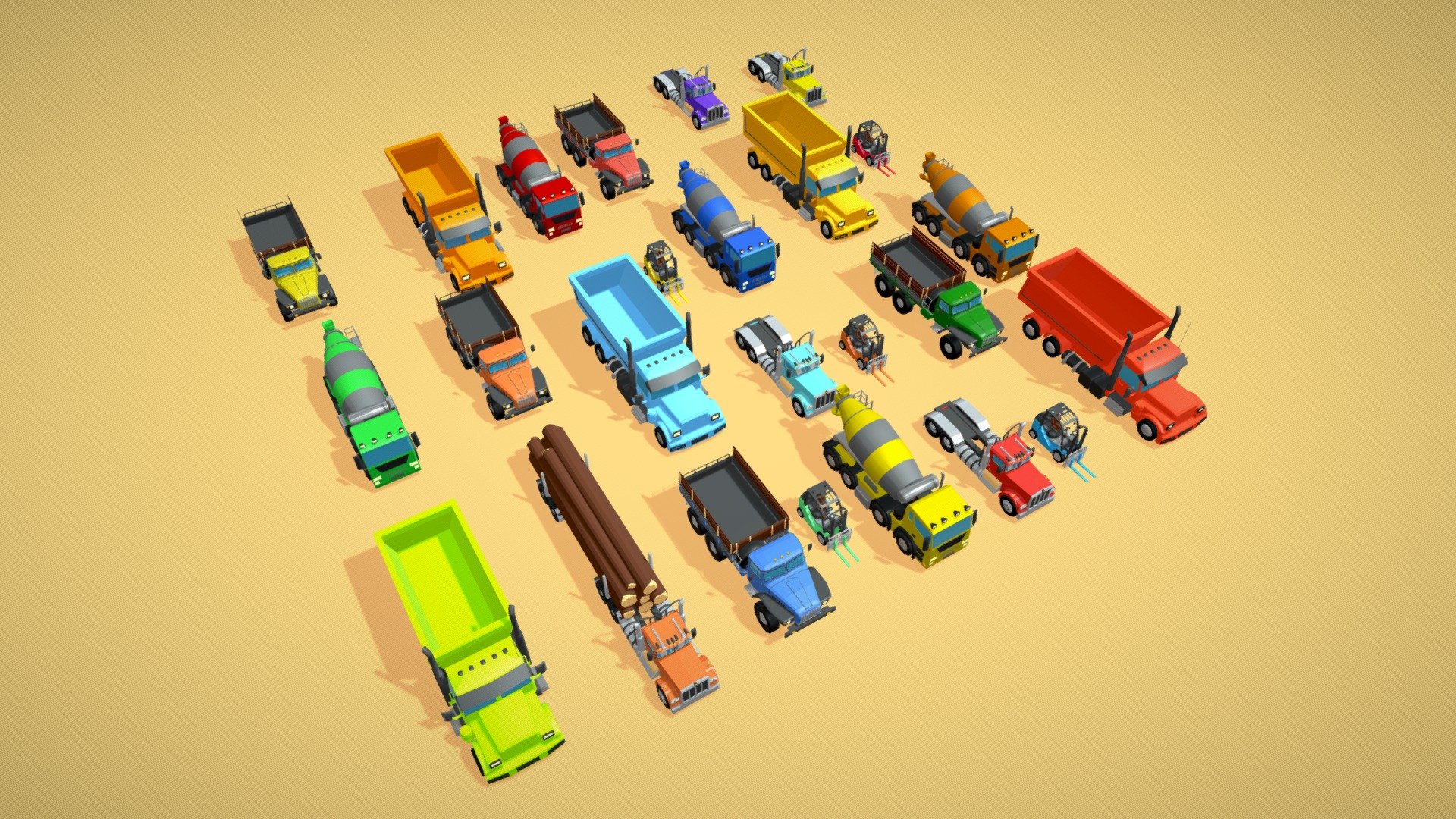 Created 25 very nice Multi Purpose Trucks in a single pack.
All the models are originally prepared in Blender.
Package includes the following file formats: Blend, Obj, Glb

Enjoy this car pack. If you like it then add comments below 3d model