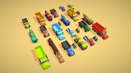 Multi Purpose Truck Pack blend, 3dmodels, obj, fbx, gamevehicle, glb, truck-heavy-vehicle, lowpoly, gameasset, truckpack