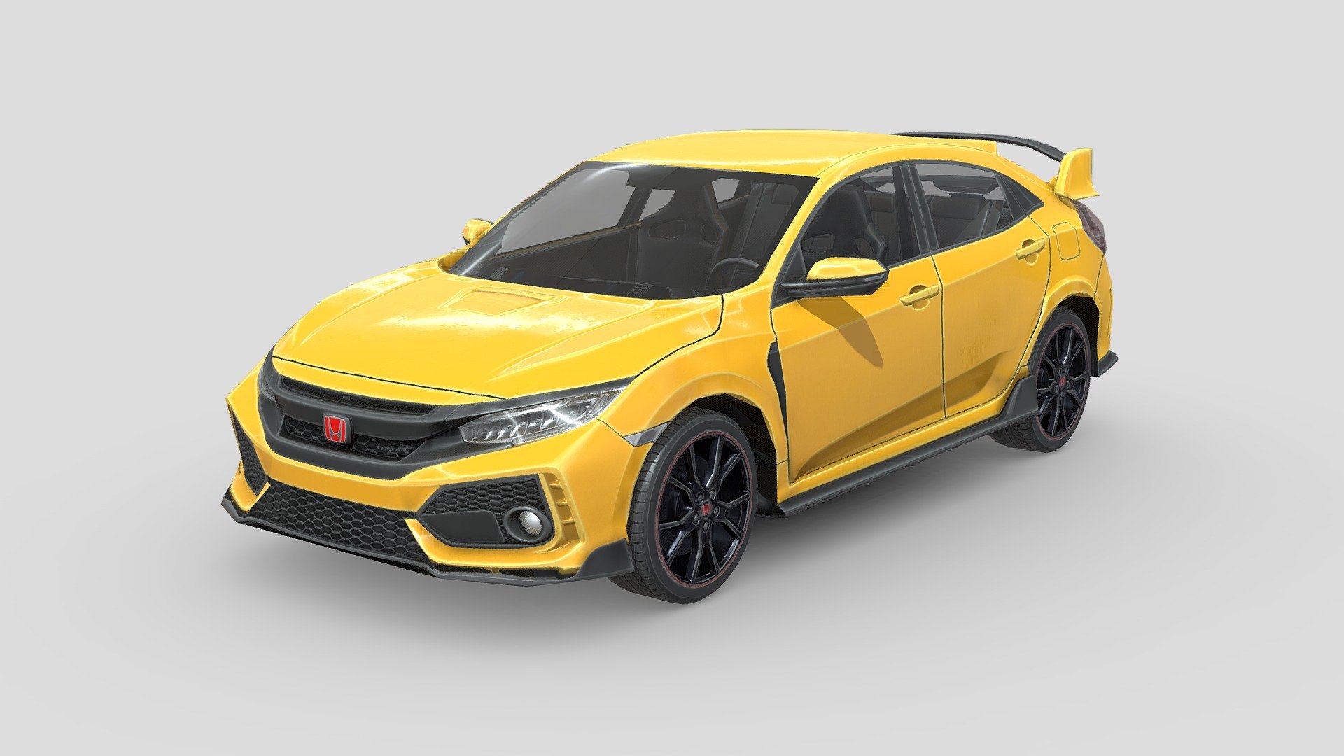 Low Poly Car - Honda Civic Type R 2018. Nice geometry and surface flow 3d model
