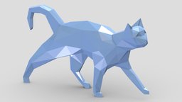 Low Poly Cat stl, base, modern, land, printing, cnc, origami, geometric, architectural, mammal, vr, ar, decor, print, statue, nature, printable, faceted, canine, mammals, asset, game, 3d, art, model, animal, wolf, sculpture