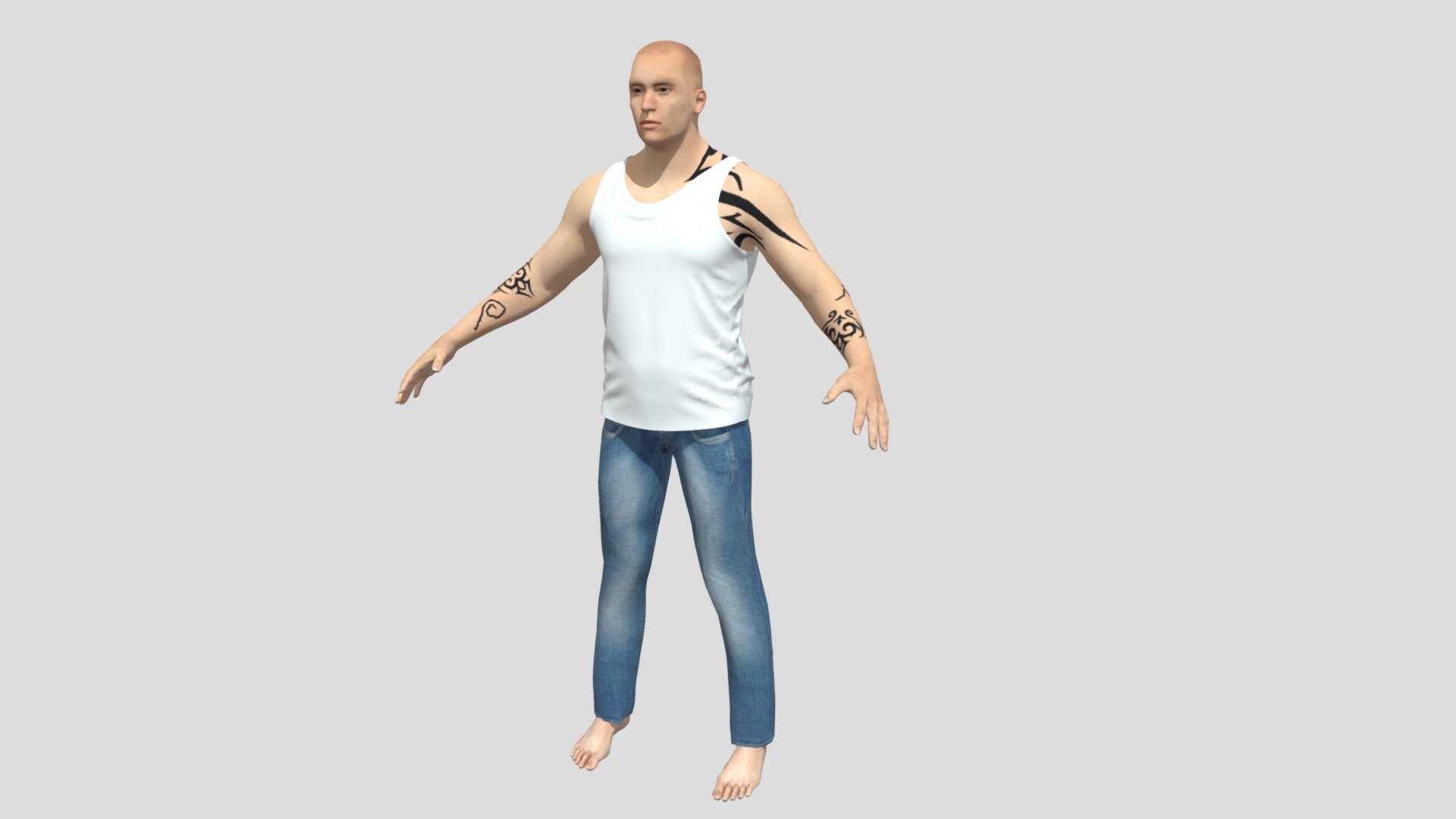 A brawler character I made for a game. Made using Makehuman (basemesh), Blender (adding extra clothing), and Photopea (tatoos and normal maps).

He is good for a side allied character or a enemy character, and is easy to duplicate instances due to the low-poly count.

Enjoythe free model, and credit me when using. Allowed for games and films. But you can support me here:
https://Patreon.com/Sihgames - Brawler - Game-Ready Character - Download Free 3D model by Zihaan3D (@sihagames) 3d model