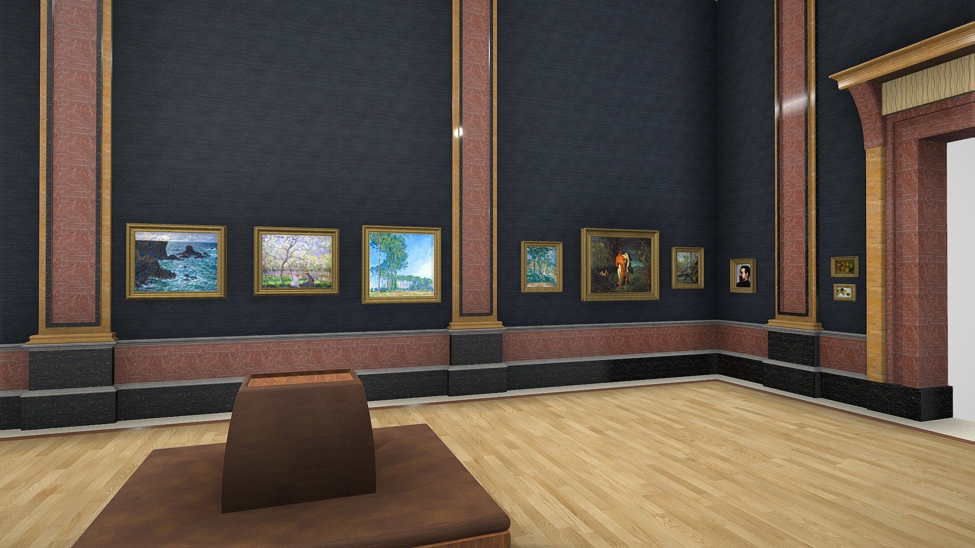 Gallery 5: French Art of the 19th and 20th Century.
This gallery is currently closed for refurbishment.

All galleries are subject to change and may not be accurate in comparison to a visit in the future.
Created using SketchUp Pro 2020, nothing in this model is scanned 3d model