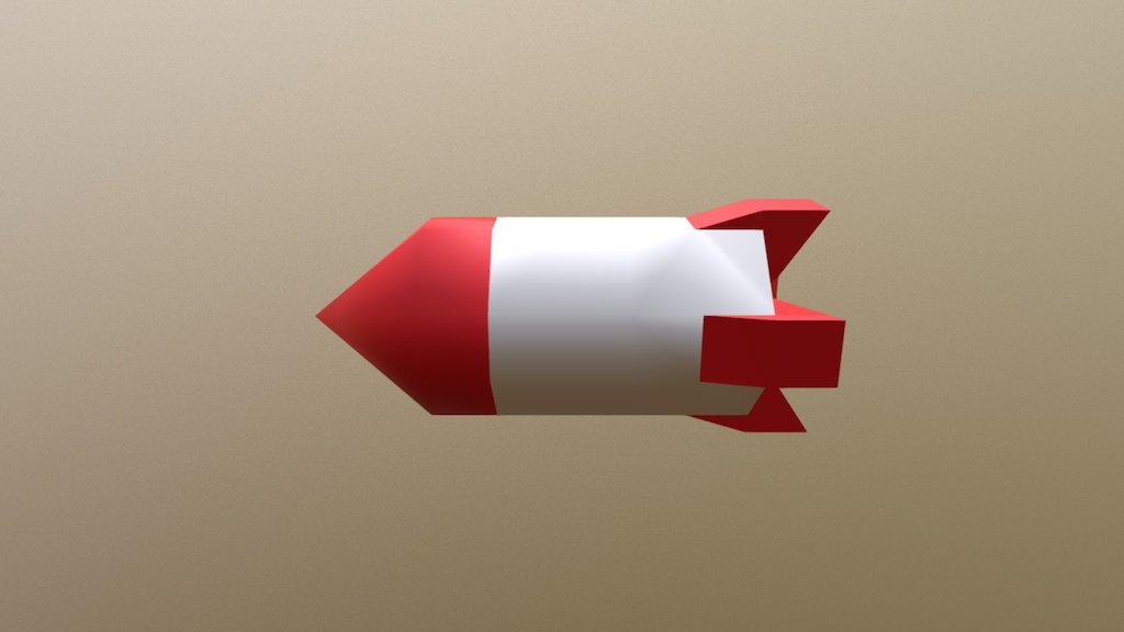 The basic red and white cartoon missile 3d model