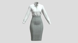 Woman Outfit 03 PBR office, cloth, fashion, beauty, clothes, vr, ar, dress, woman, outfit, wear, garment, apparel, character, girl, asset, game, 3d, low, poly, female, clothing