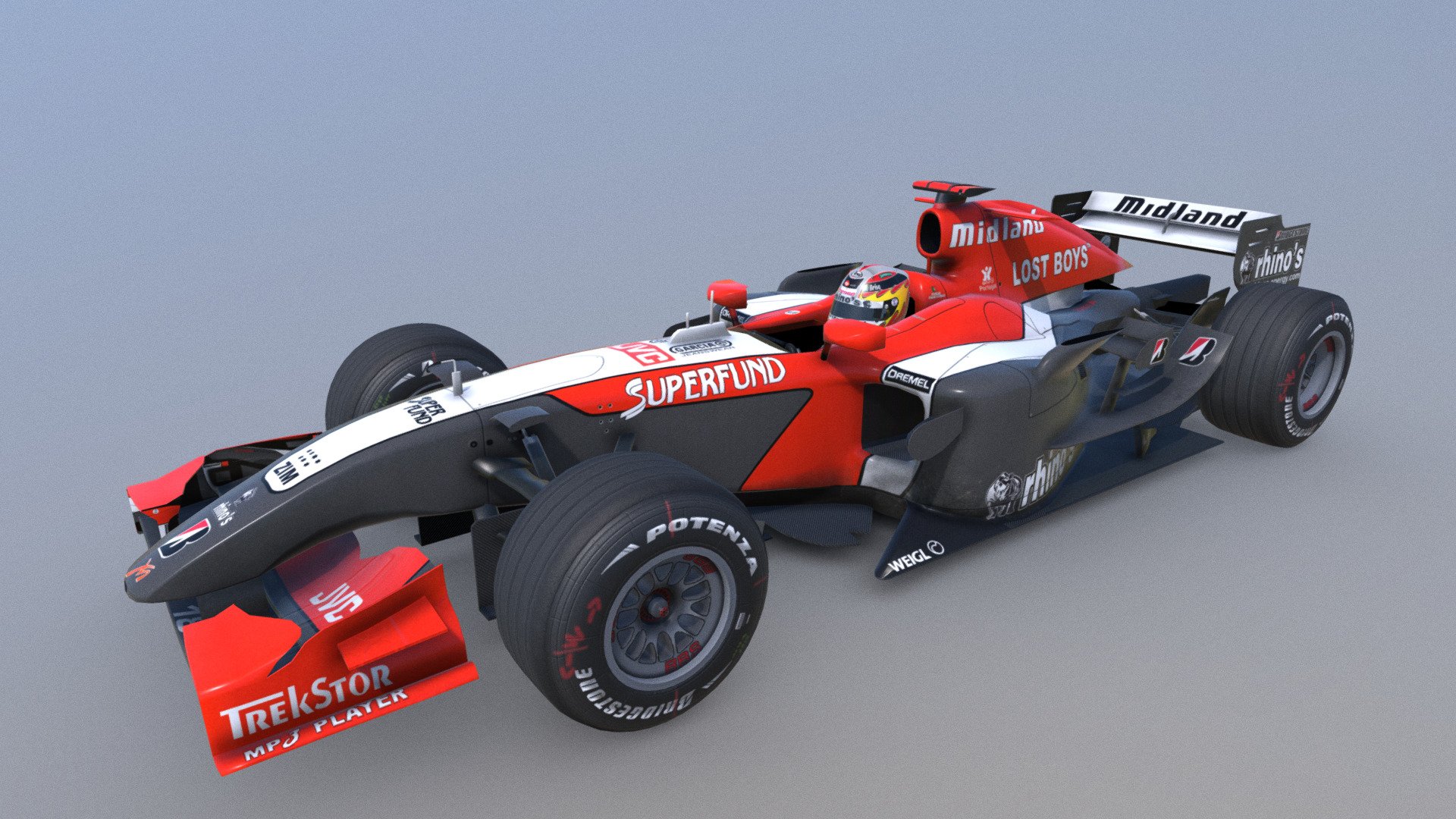 The Midland Formula One car of season 2006 was created for the CTDP F1 2006 mod for rFactor in 2007 3d model