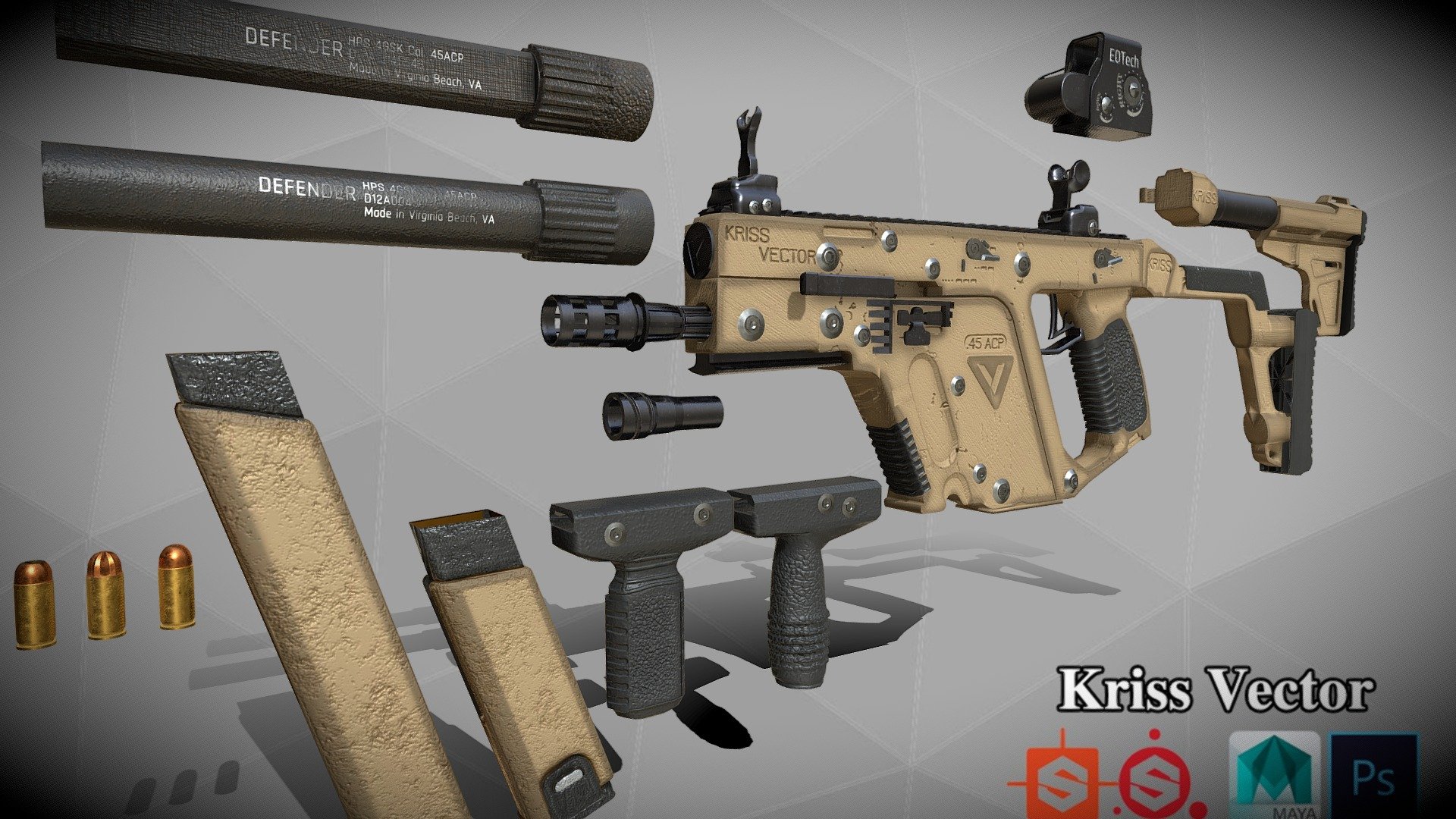 modling with maya and textureing in substance - Kriss Vector  (FREE MODEL) - Download Free 3D model by javadbayat 3d model
