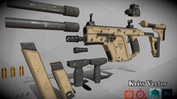 Kriss Vector  (FREE MODEL) assault, ammo, kriss, customizable, krissvector, kriss_vector, substancepainter, substance, gun, download
