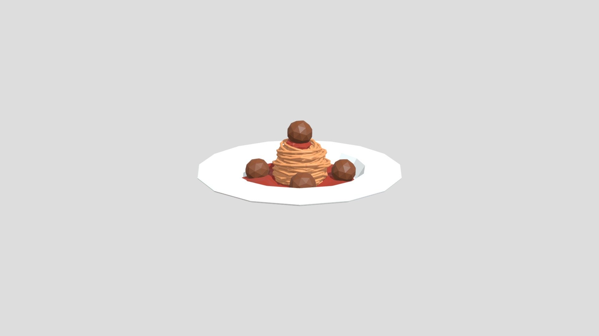 A plate of spaghetti with tomato and some meatballs 3d model