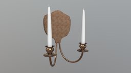 Candle Holder 3 lamp, victorian, torch, wax, white, other, vintage, holder, flame, antique, candle, decor, metal, old, sconce, candleholder, lit, lowpoly, decoration, light, gameready