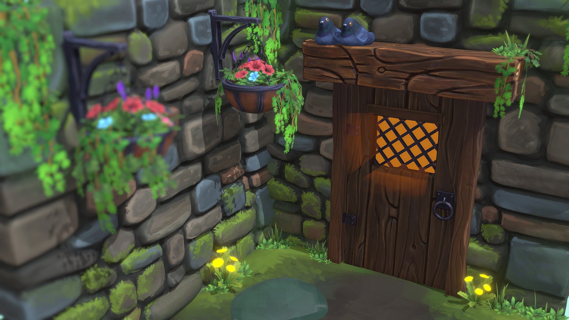 A short peronal project featuring pigeons nesting and standing around in puddles, flowers, and old cozy walls - a tiny cozy corner 

Made in Maya, Zbrush, Substance Painter 

my twitter: twitter.com/rosiejarvisart - Pigeon Corner - 3D model by rosiejarvis 3d model