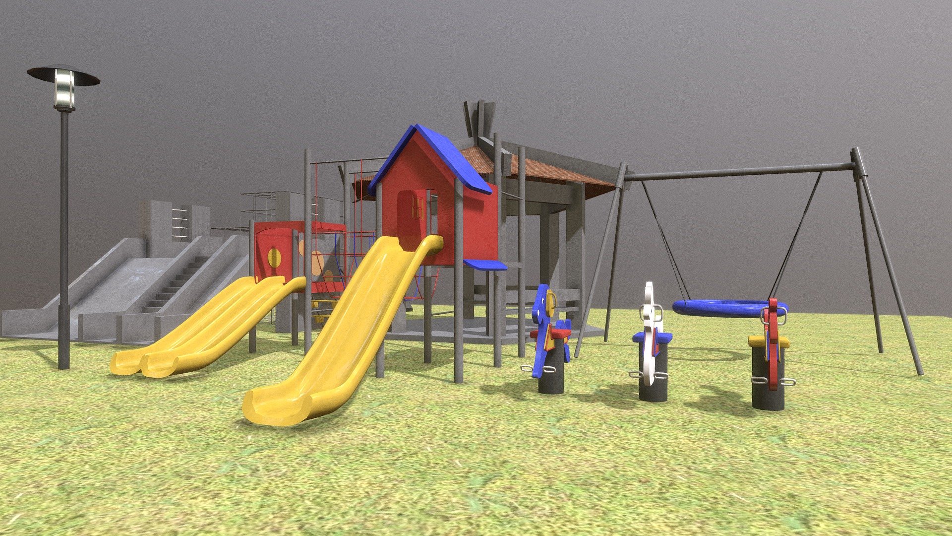 Taiwanese style park facility model :) - Park facility asset - Download Free 3D model by Solarliu (@jacky15621419) 3d model