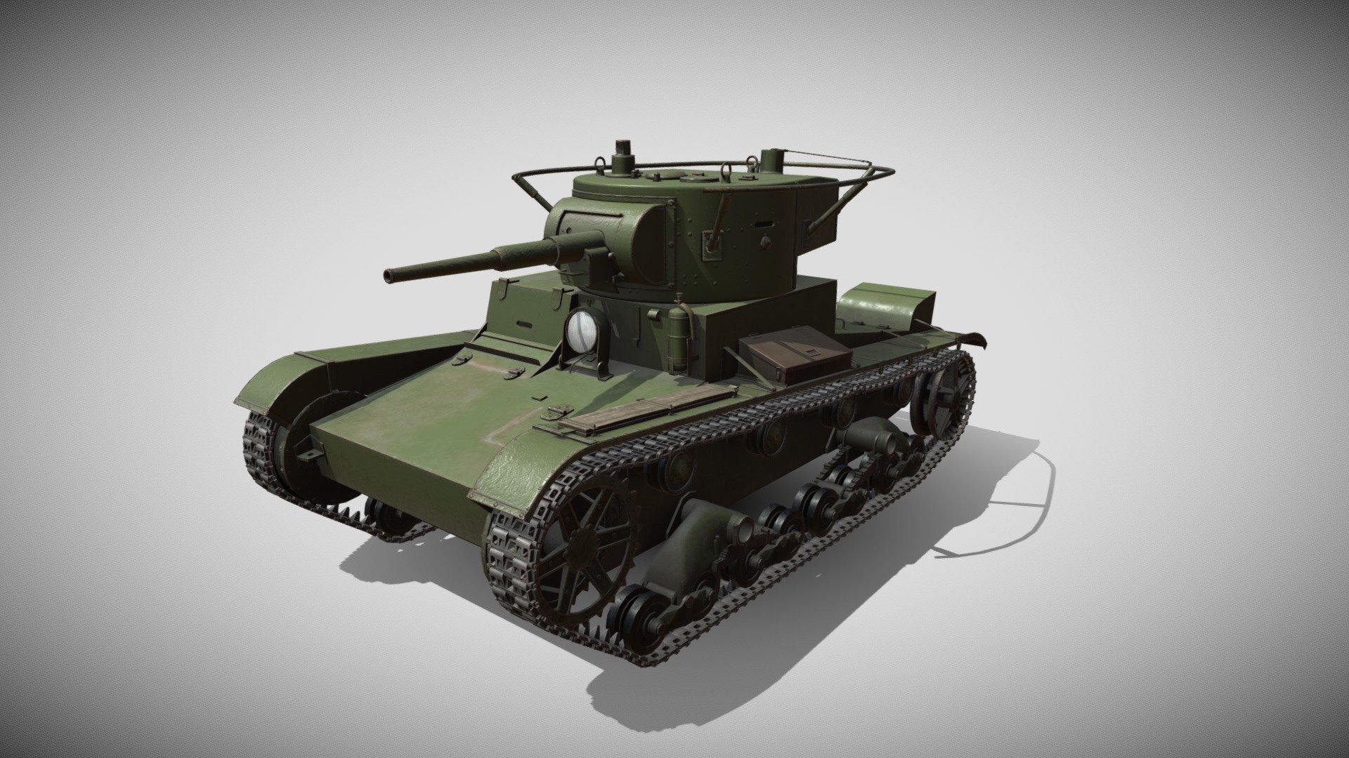 Modeled in Modo, packed in RizomUV, textured in Substance 3D Painter - T-26 light tank - 3D model by EugeneTheModeler (@EugeneTheSage) 3d model