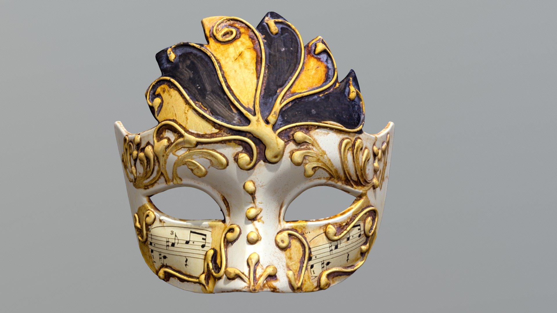 High detail 3D scan of a Venetian mask with color - Venetian Mask 2 - colored - Download Free 3D model by TetraVision 3d model