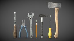 Basic Tools clamp, hammer, tool, cutter, screwdriver, carver, substancepainter, substance, haxe