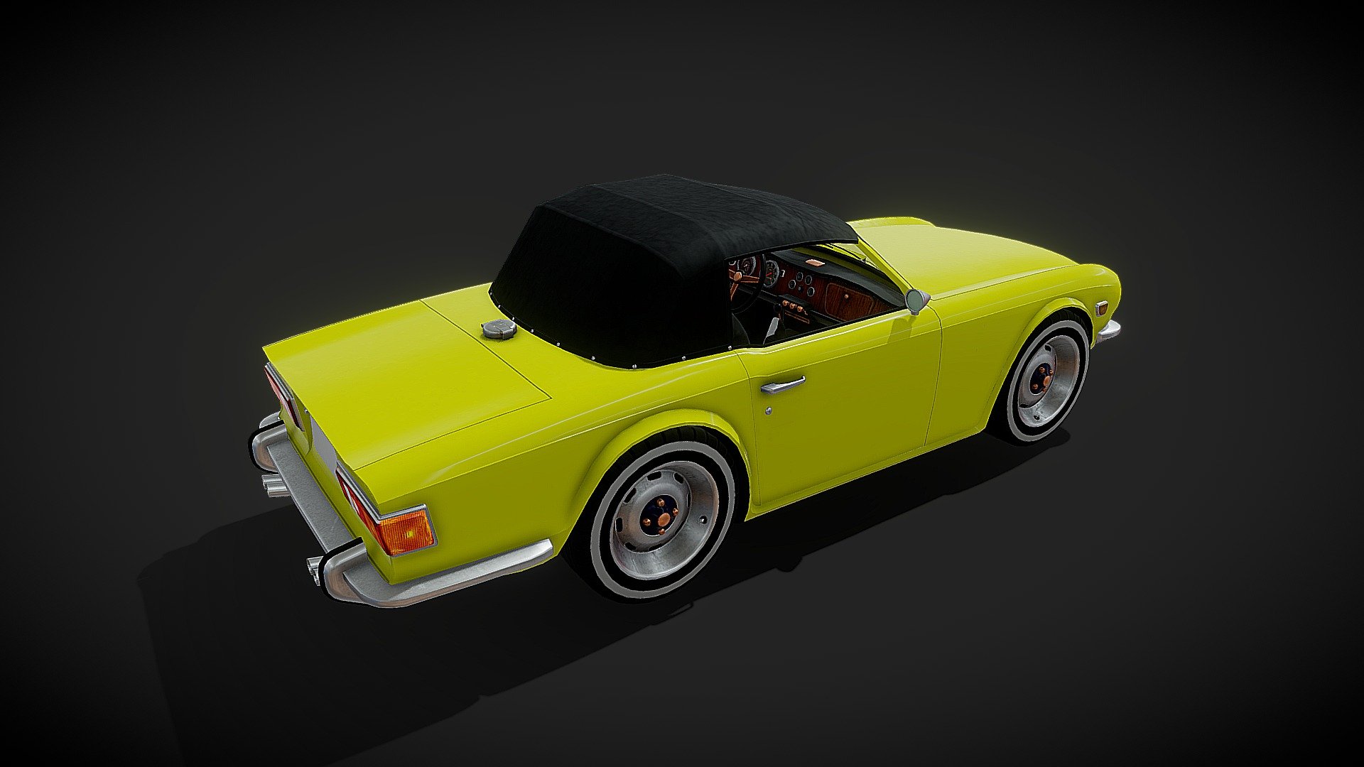 Lowpoly 3D model ,,Triumph TR-6,,. Textures include five different colors.
The Triumph TR6 is a sports car that was built by the Triumph Motor Company of England 3d model