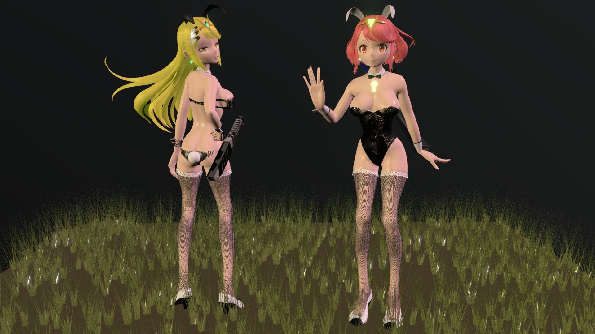 ホムラとヒカリ ゼノブレイドクロス バニー - Bunny Mythra and Pyra - 3D model by relink07 3d model