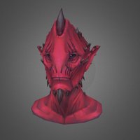 Alien Creature Bust (Concept: Max Davenport) face, school, humanoid, textures, painted, species, old, head, alien, expressions, character, low, poly, bust, concept, race, hand