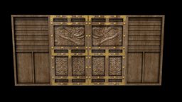 Japanese Period Edo Props wooden, japan, entrance, dragons, big, main, wood, dragon, gold, door, temple