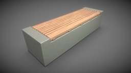 Bench [6] Wood on Concrete Block wooden, bench, block, concrete, park-bench, concrete-block, 3dhaupt, street-furniture, software-service-john-gmbh, blender3d, stone, wood
