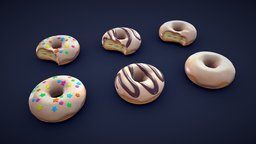 Stylized White Donuts food, prop, donuts, cartoony, sugar, chocolate, stylised, bread, donut, bakery, pastry, choco, doughnut, chocolat, overwatch, doughnuts, dough, stilized, sprinkles, pastries, glazed, stilised, pbr-texturing, donutshop, glazed-donut, fortnite, donutbox, food-and-drink, pbr-game-ready, cartoon, asset, pbr, bakery-products, pastryshop, donut3d