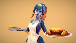 Minette food, cute, games, painted, sandwich, crab, skullgirls, woman, charecter, femalecharacter, monstergirl, handpainted, girl, female, animation, stylized