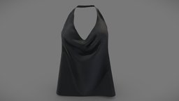 Cowl Halter Neck Backless Tank Top neck, fashion, girls, top, clothes, womens, cowl, wear, backless, halter, pbr, low, poly, female, blue, black