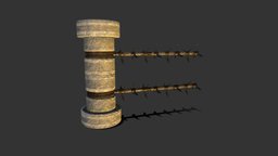Rotating bladed rod trap "Haymaker" dungeon, blades, adventure, game-ready, dangerous, traps, pbr-game-ready, unity, unity3d