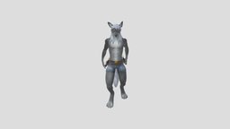 Wolf cub combat, catana, weapon, man, animal, animation, wolf